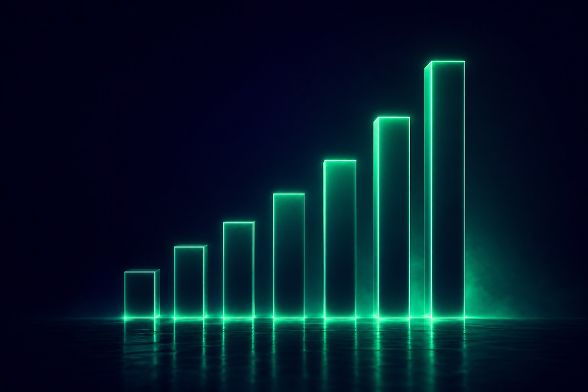 Ascending bar chart, representing pipeline growth