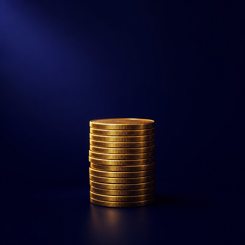 Stack of gold coins on a dark background